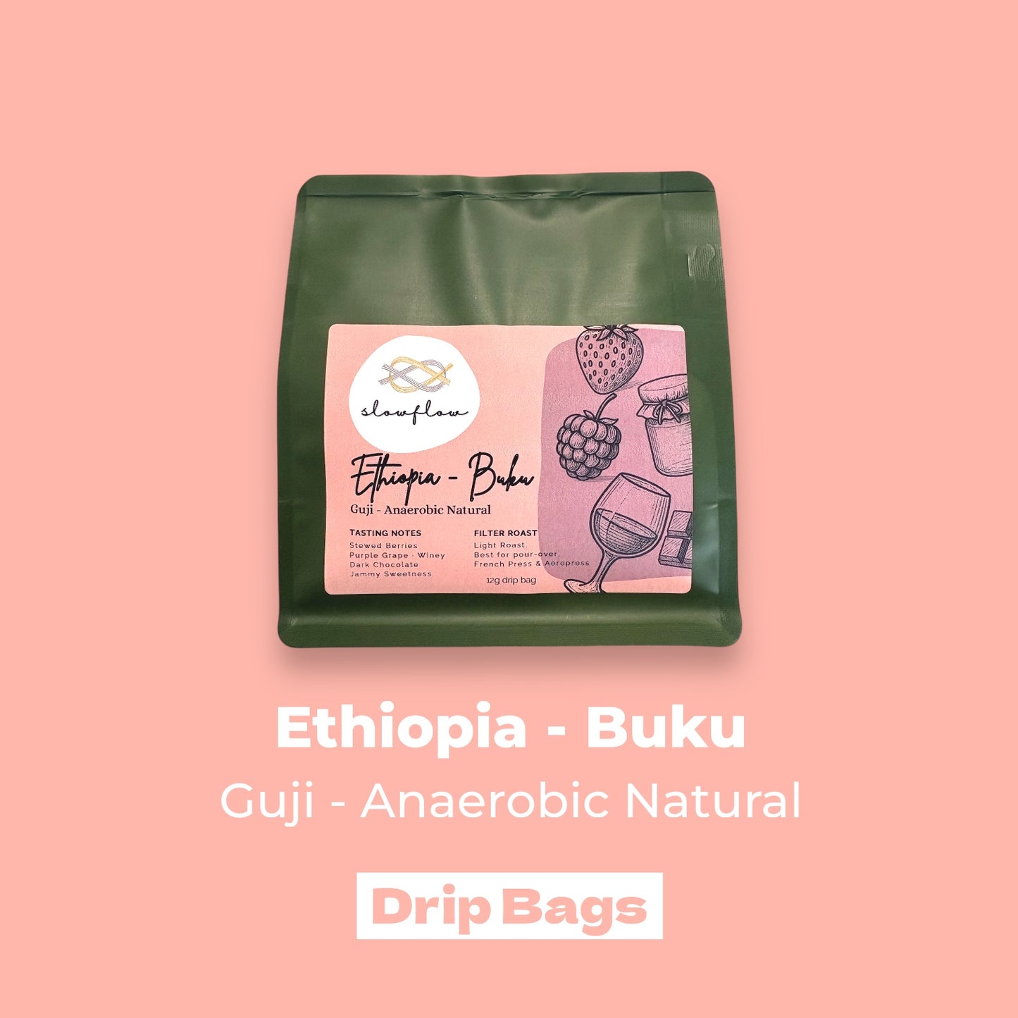 Ethiopia Buku Anaerobic Natural – Drip Bags (10 Pack)